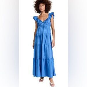 Romantic ruffles blue maxi dress,